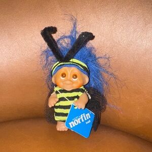 1985 NEW w tags Vintage Norfin DAM troll 3” Doll “Hunny BEE” Costume